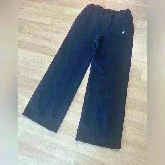 BTS Wide Leg Black Sweats Track Pants Size M - Picture 3 of 4